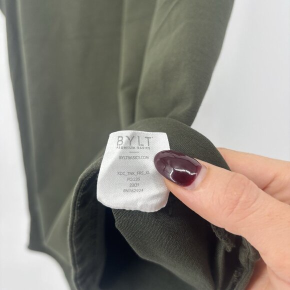 BYLT Premium Basics Drop Cut Tank Top Men Size XL Army Green‎ Lifting Gym - Picture 5 of 8